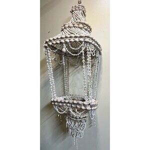 Vintage Hanging Seashell Sea Shell Plant Holder 40” Long 11” Wide White Tan